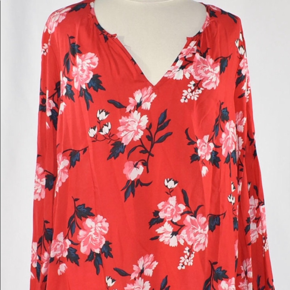 Old Navy Red Floral Blouse